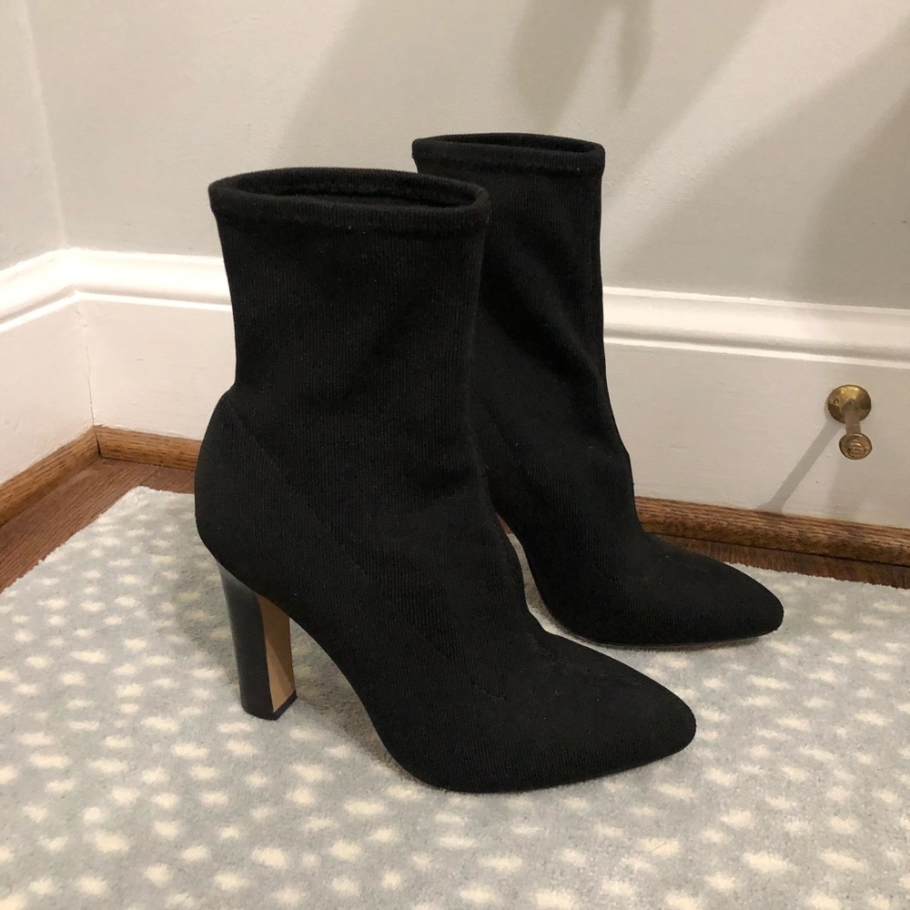 Black sock booties with heel